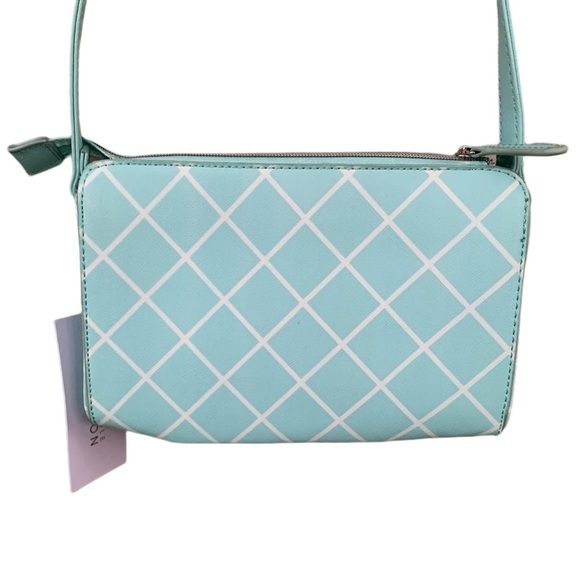 Kenneth Cole Window Pane Mini Crossbody Purse Robin White Girly Preppy Cute - Picture 4 of 12